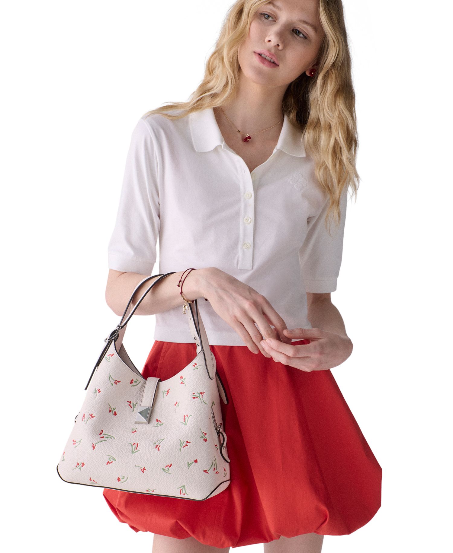 Deco Vibrant Buds Leather Small Crossbody Tote Bag