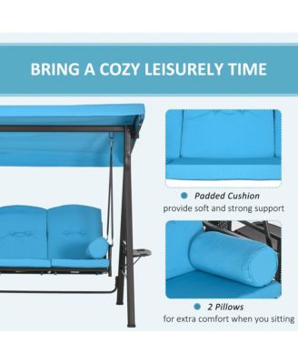 3-Seat Patio Swing w/ Tilt Canopy, Cushions and Cup Tray,