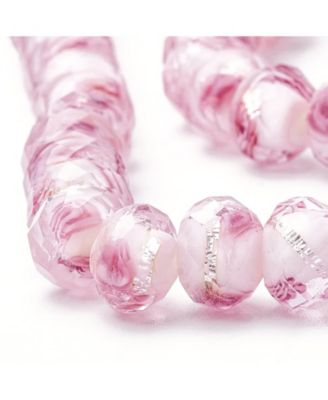 70pcs 68mm Rose Lampwork Beads Foil Glass Flower Handmade Round Loose Rosary Craft Hole