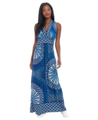maxi dress 10 Miss Circle Women's Ulissa White Square Neck Jacquard Textured High Slit Maxi Dress - White