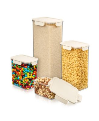 4-Pack Snap Lids Airtight Food Storage Container Set – Clear Stackable Canister for Pantry, Rice, Pasta, Cereal and Snacks