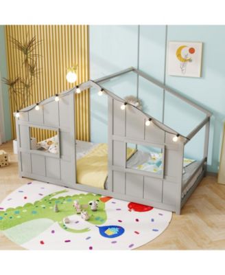 House Bed Montessori Floor Bed with LED Lights