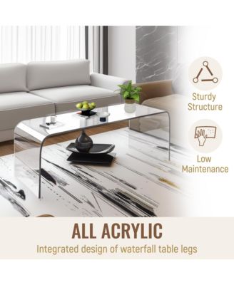 39.25" Long Acrylic Waterfall Table for Living Room,