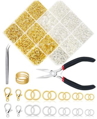 2400pcs Jump Rings Kit Jewelry Making Supplies Necklace Repair Lobster Clasps Pliers Tweezer Opener Earrings Charms