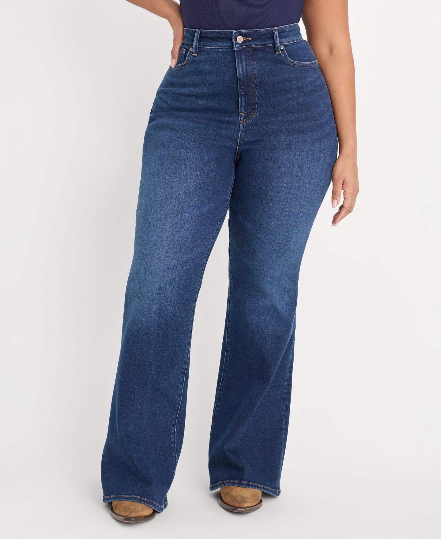 Женские джинсы Good American Compression Good Legs Flare, цвет: Синий — фото 5
