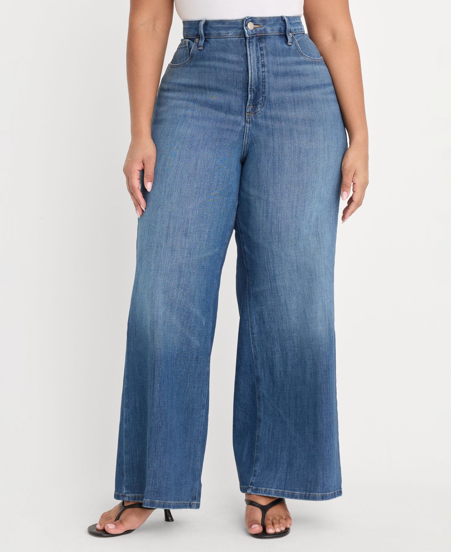 Женские джинсы Good American Soft Tech Palazzo Ankle-Length, цвет: Синий — фото 7