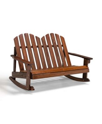 Fir Wood Outdoor Rocking Chair 2-Person with Slatted Seat