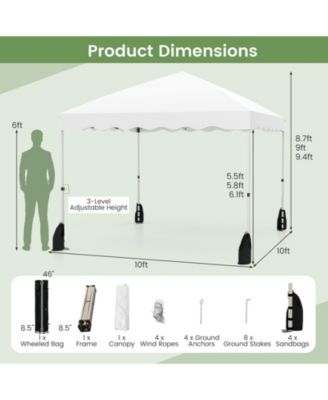 Foldable 10 x 10 ft Pop Up Canopy Tent with Wheeled Carry Bag