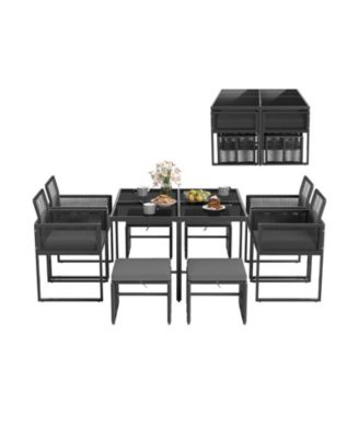9 Piece Patio Dining Set with Cushions for Yard and Garden