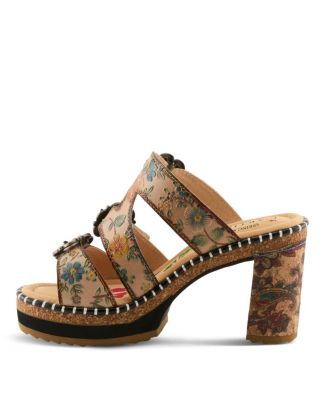 L`Artiste Women's Milemarker  Floral Sandal with Cushioned Footbed Comfort