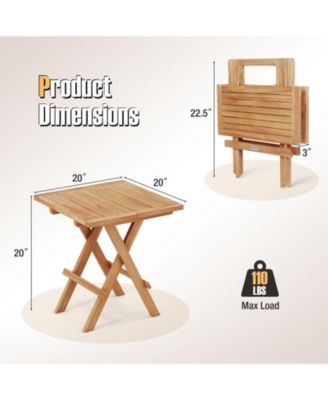 Patio Folding Side Table w/ X-shaped Legs and Slatted Tabletop for Backyard