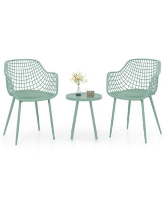 3-Piece Outdoor Patio Chair Set with PP Seat and Tabletop for Porch