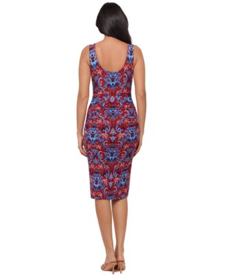 Women's Printed Scoop Neck Midi Dress