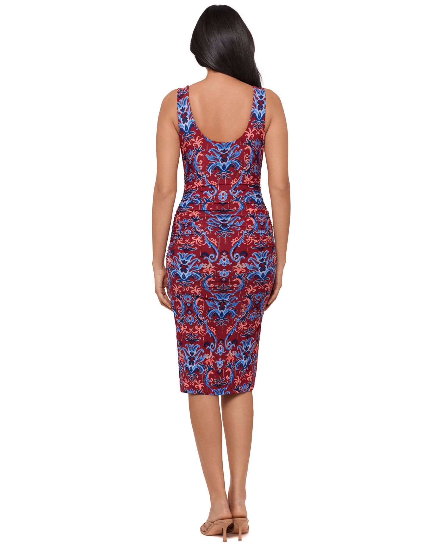 Women's Printed Scoop Neck Midi Shaping Dress