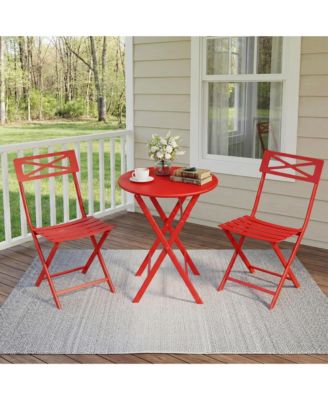 3-Piece Patio Bistro Set - Iron Metal Table And Chairs For Outdoor Balcony Seating
