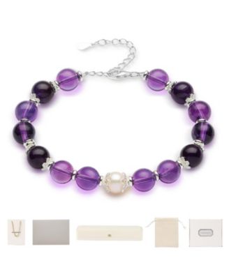 8mm Certified Amethyst Bracelet Gift Set Sterling Birthstone Adjustable