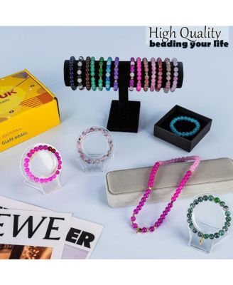 1300pcs Glass Beads Bracelet Making Kit Crystal Round Starter Gifts 8mm 48 Colors