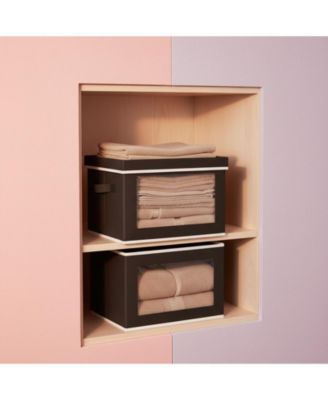 Stackable Storage Bins With Lids Foldable Closet Organizers Transparent Window Removable Lids Firm Handles 4 Pack