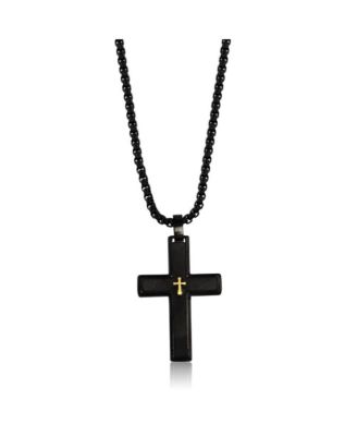 Stainless Steel Gold Brushed  Cross Necklace Stainless Steel
