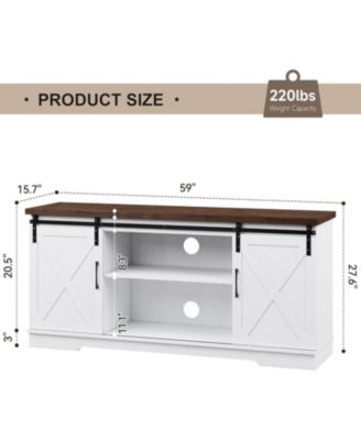 Farmhouse TV Stand for 65" TV, Sliding Barn Door, Adjustable Shelves, Modern Media Console for Living Room