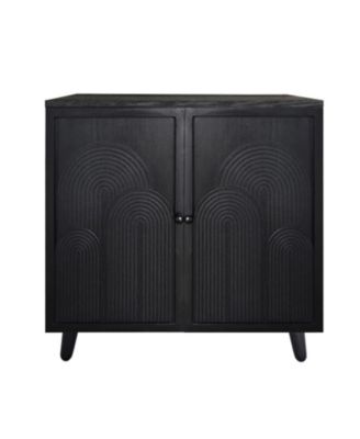 Modern Wood Storage Cabinet 31in Embossed Door Accent Cabinet For Living Room Bedroom