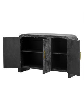 Retro Minimalist Curved Sideboard Gold Handles Adjustable Shelves Antique