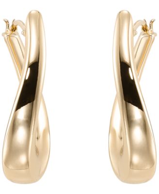 Wavy Hoop Earrings in 10k Yellow Gold