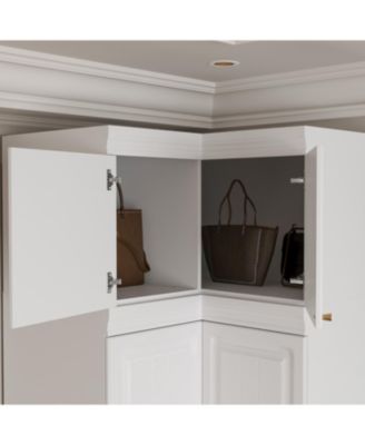 Wood 6-Door Corner Wardrobe Armoires with Storage Shelves