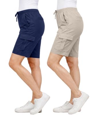 Women's Loose Fit Super Flex Stretch Cargo Jogger Shorts-2 Pack