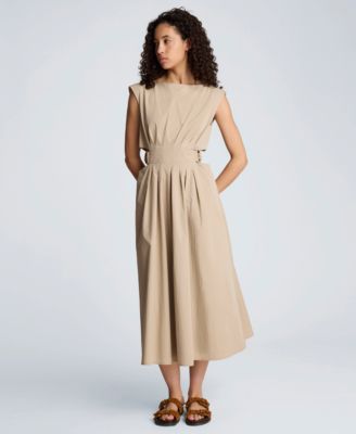 Women's Sleeveless Boat Neck Midi Dress