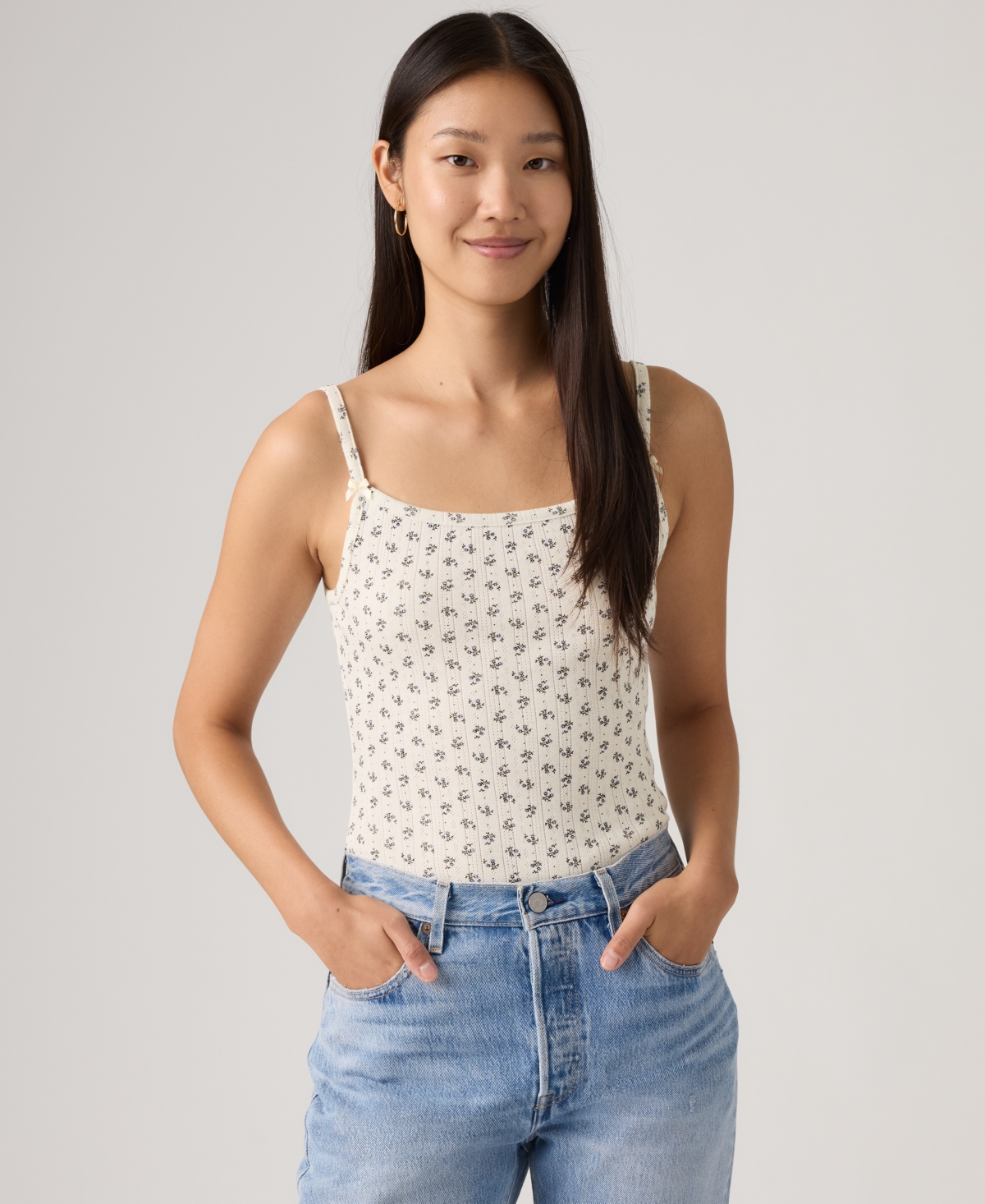 Levi's Women's Sweetie Floral Pointelle Cotton Cami Top