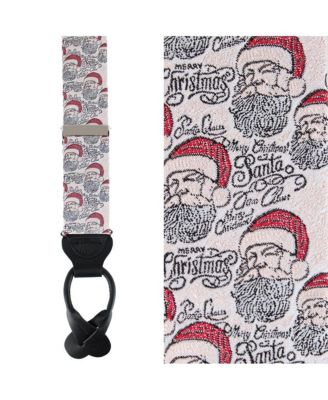 Men's Santa Claus Is Watching Silk Novelty Button End Suspenders