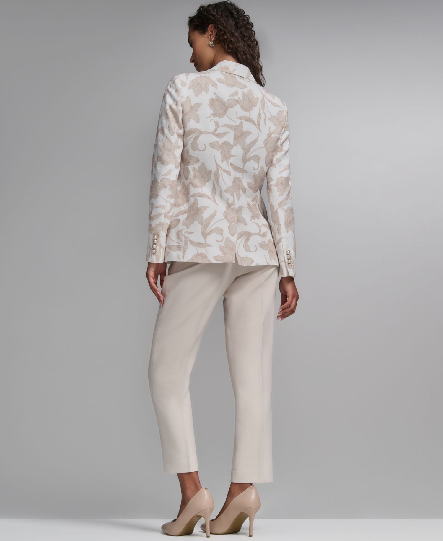 Women's 3 Pocket Floral Printed Notch Lapel Blazer