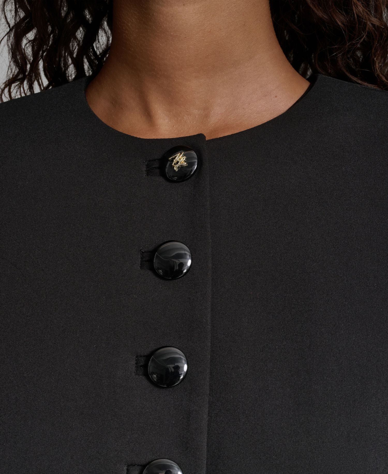 Women's Cotton-Blend Round Neck Cropped Jacket
