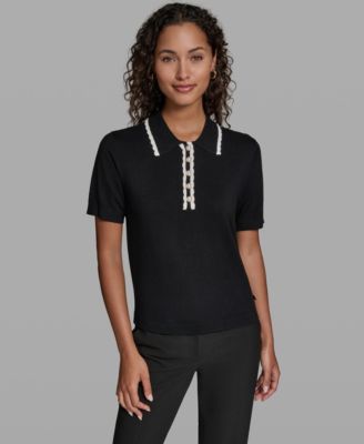 Women's Short-Sleeve Collared Sweater