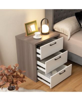 Modern Dresser Nightstand with 3 Slide-Out Drawers