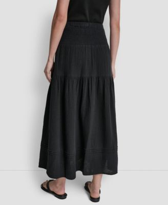Women's Smocked-Waist Tiered Maxi Skirt