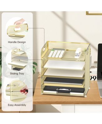 5-Tier Mesh Letter Tray Desk Organizer