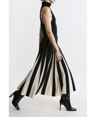 Women's Pointelle Block Pleated Skirt