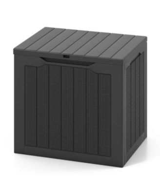 Outdoor Storage Box 25 Gallon Deck Box with Lockable Lid and Wicker-woven