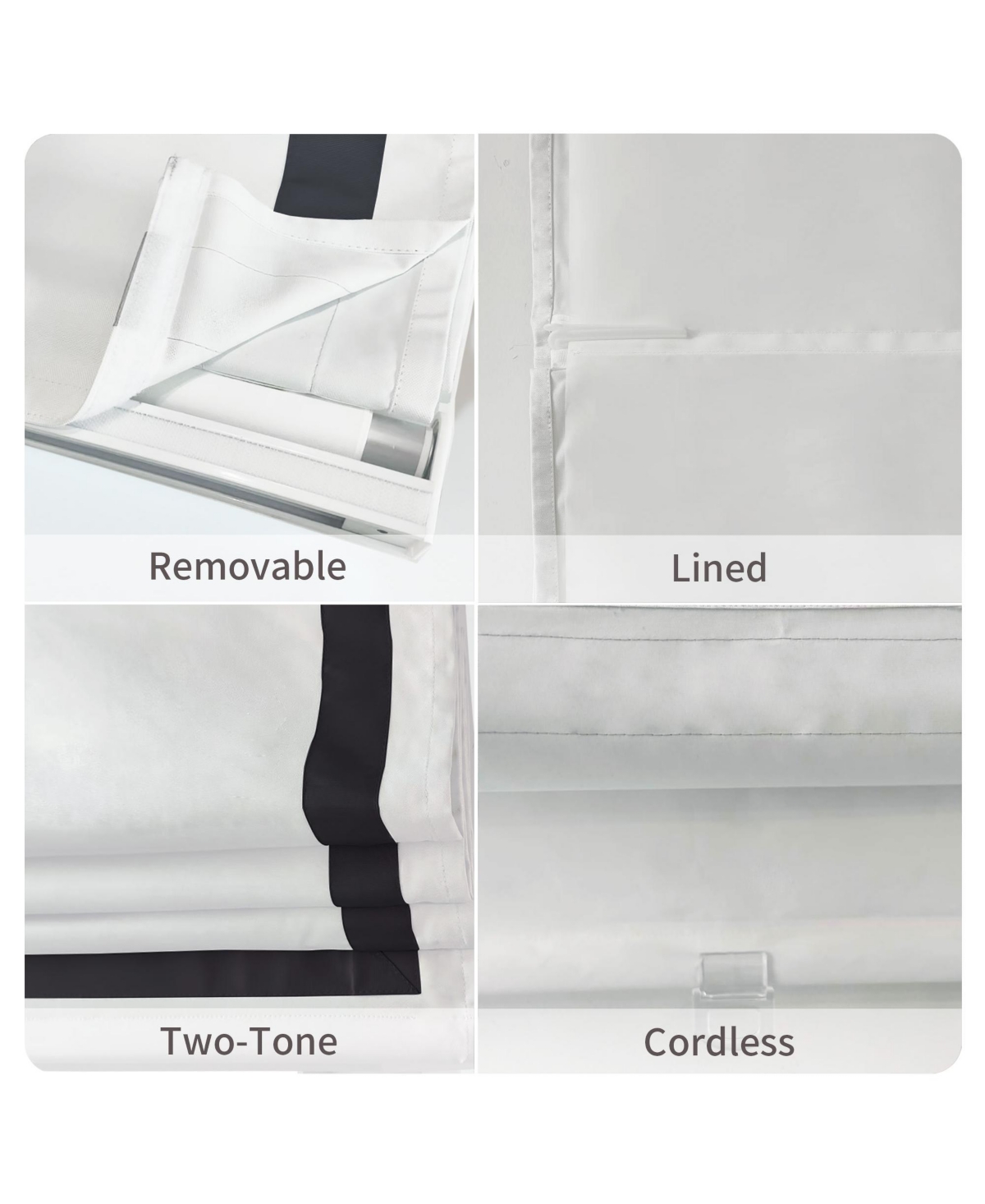 Shadisfy Cordless Pull Down Blackout Roman Shade with Ribbon Border