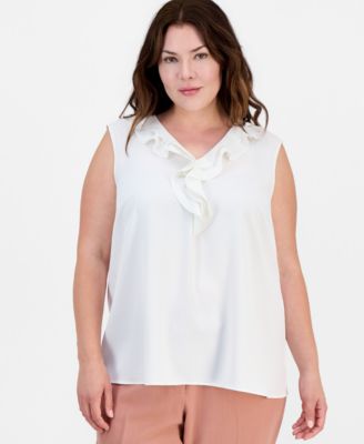Plus Size Ruffled Sleeveless Top