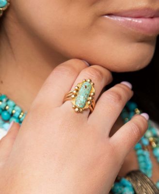 Plateau Blue Turquoise and Golden Ring