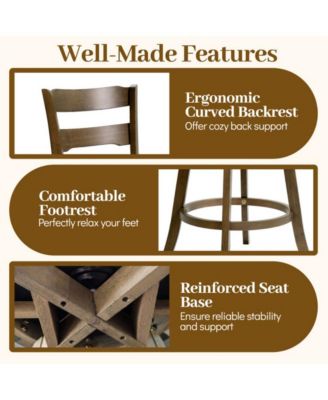 25 in Swivel Counter Height Bar Stool Set of 2 with Polyester Upholstered Seat and Backrest