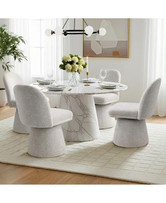 Modern Armless Upholstered Fabric 360 Swivel Dining Chair 1 Piece