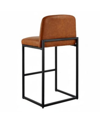 27 in Counter Height PU Leather Bar Stool Set of 4 with Backrest and Metal Legs