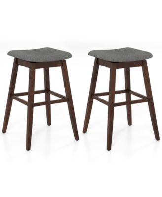 30 in Swivel Counter Height Bar Stool Set of 2 with Linen Seat and Rubber Wood Legs