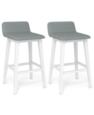 29 in Low-Back Bar Stool Set of 2 with Padded Seat and Rubber Wood Legs