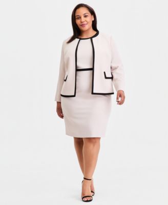 Plus Size Colorblocked Sheath Dress & Cardigan Jacket