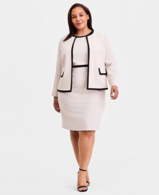 Kasper Plus Size Colorblocked Sheath Dress & Cardigan Jacket - Macy's